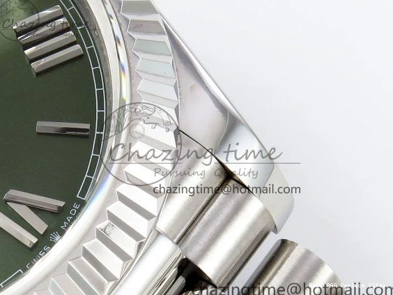 Best AAA Replica Sites Bracelet JDF 1440 V3 904L on TravelReady (Gain President 40 DayDate Weight) Steel VR3255 SS Dial Green Roman 1218